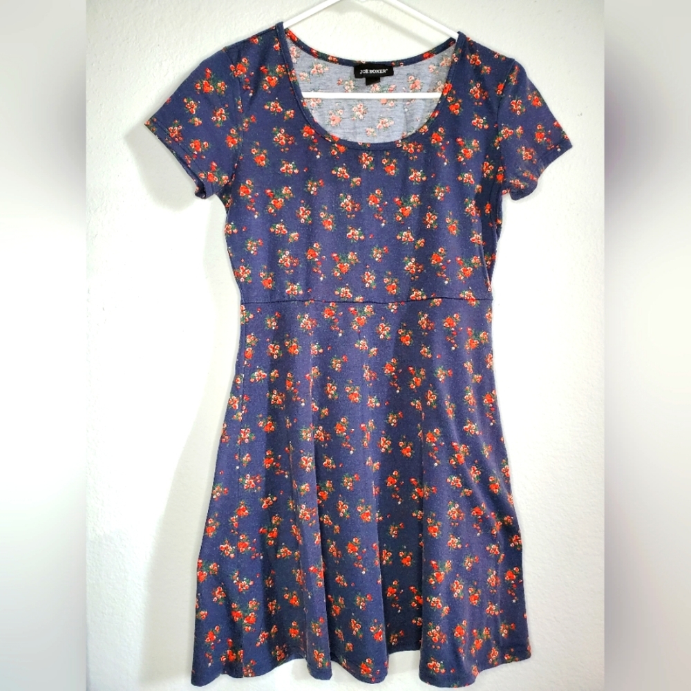 Blue floral A-line dress